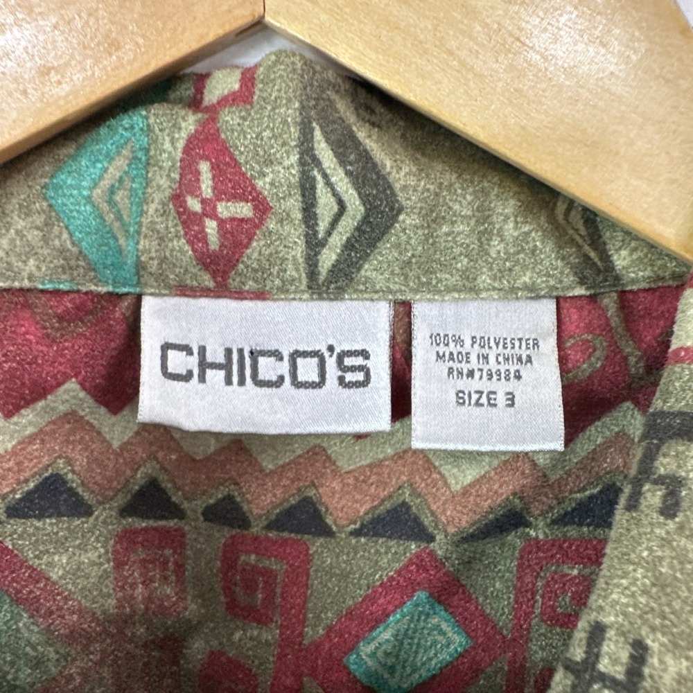Vintage Chico's Size 3 Tribal Southwest Pattern Jacket Womens XL Lightweight - Picture 2 of 10